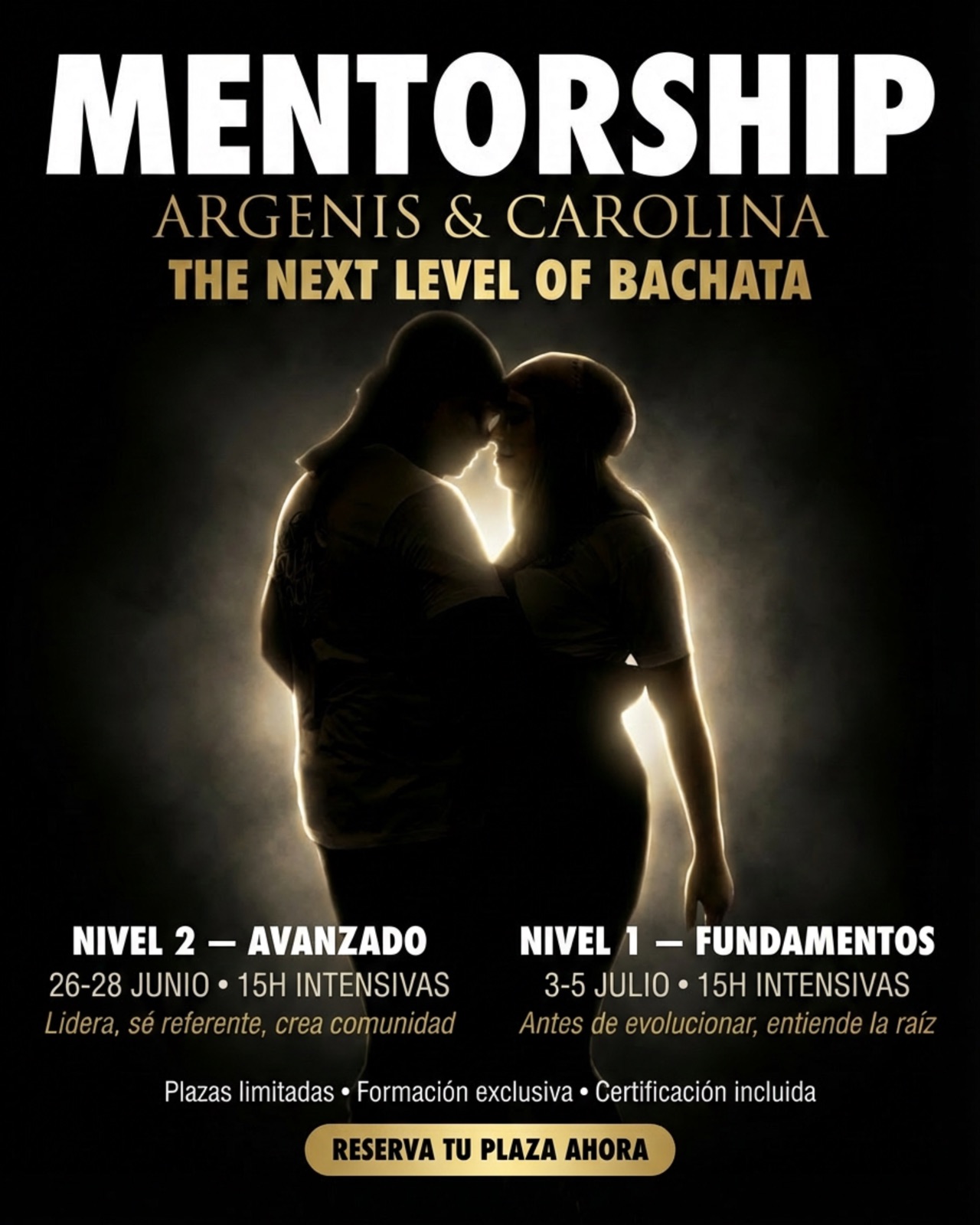 Flyer mentorship Argenis y Carolina nivel 1 y nivel 2